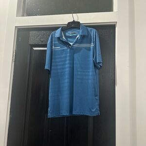PGA Tour Blue Polo Shirt with White Stripes